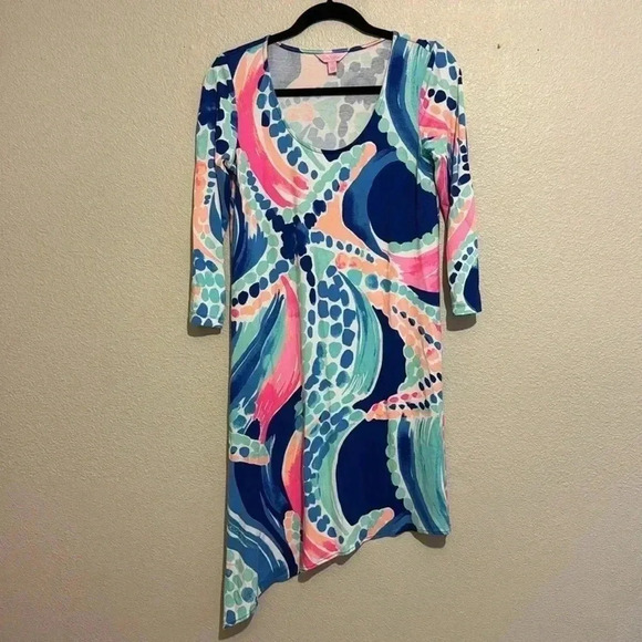 Lilly Pulitzer Ariana Ocean Jewels Asymmetrical Hem Dress - Picture 3 of 6